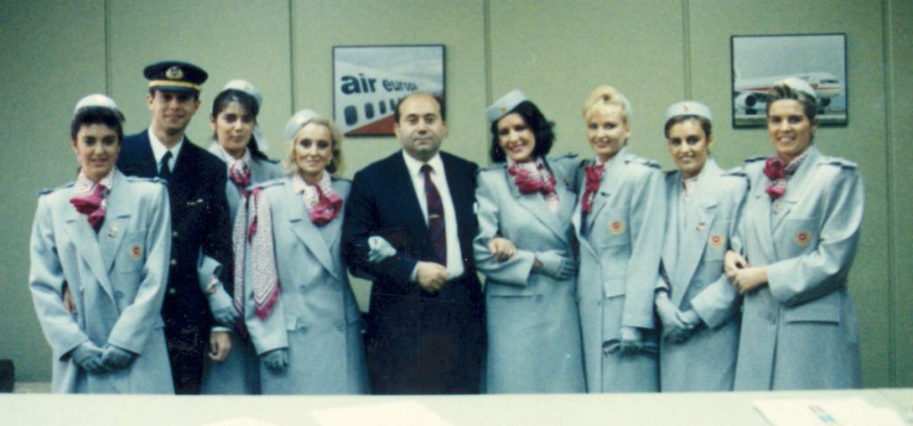 La tripulación del primer vuelo de Air Europa a Nueva York, en 1991.