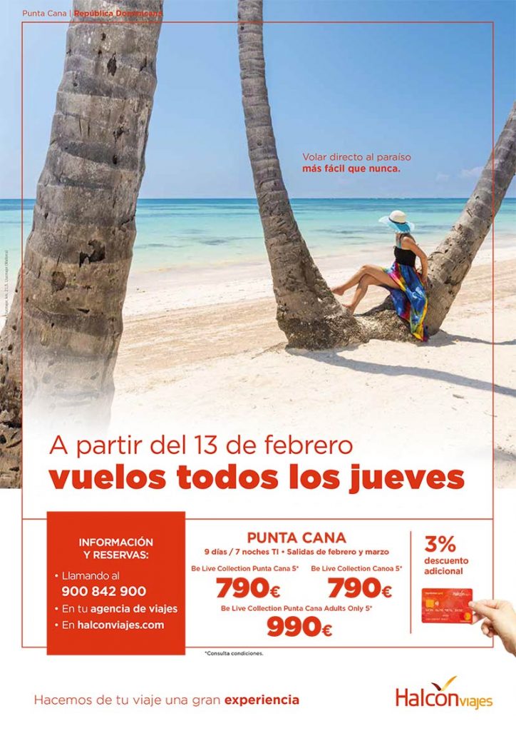 Cartel de Halcón Viajes para Punta Cana